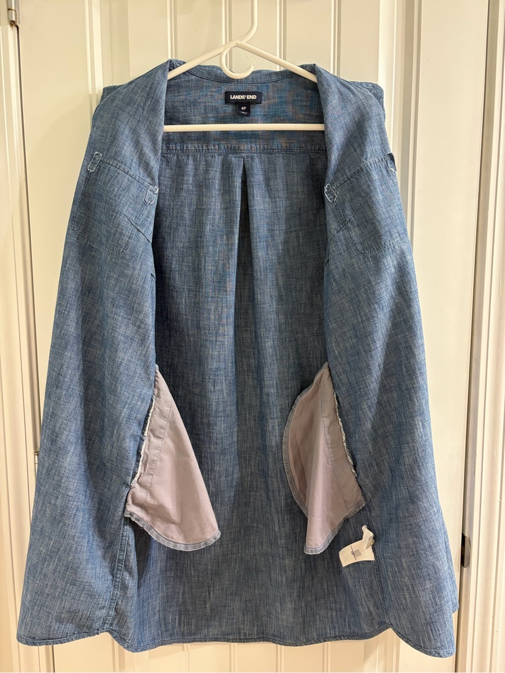 Lands' End Medium Blue Chambray 6 Shirt Dress Casual Preppy Teachercore - Picture 6 of 8